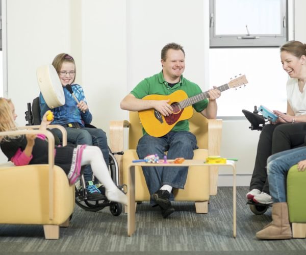 Disabled group playing music together
